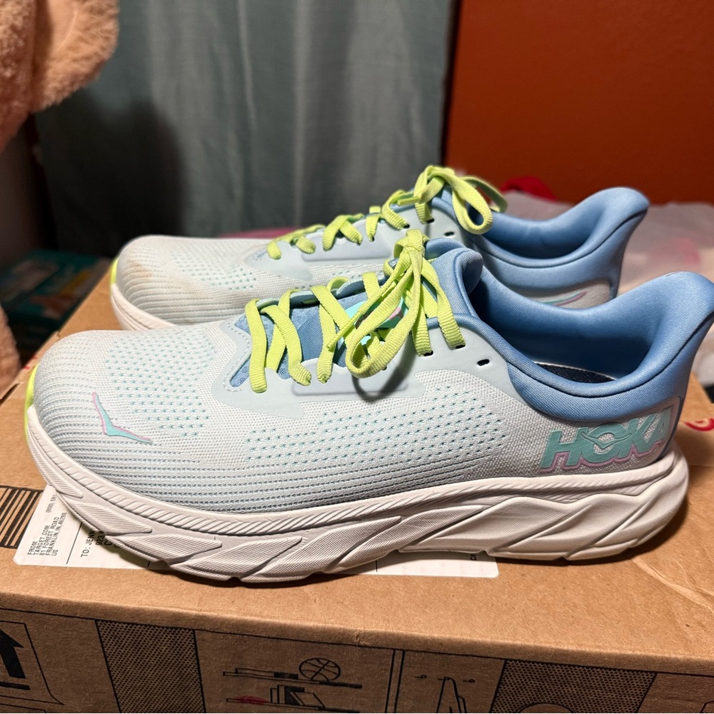 Hoka Athletic Shoes - Light Blue and Lime